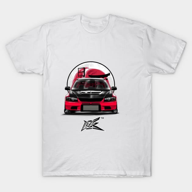 mitsubishi evo 9 stanced red T-Shirt by naquash